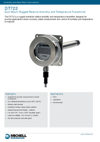 Thumbnail of document Data Sheet - DT722 Humidity & Temperature Transmitter